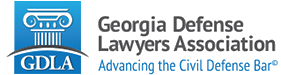 Logo of the Georgia Defense Lawyers Association, featuring a blue and white column design on the left and the text "Georgia Defense Lawyers Association Advancing the Civil Defense Bar" on the right.