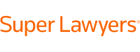 Logo of "Super Lawyers" in orange text on a transparent background.